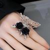 Adjustable Dark Rose & Butterfly Hollow Ring