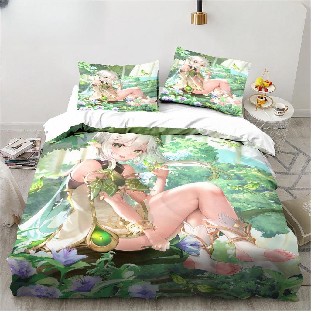 New Genshin Impact Nahida Kawaii Cute Cartoon Nahida King Twin Double Child Bedding Set Microfiber or Polyester Duvet Cover Set