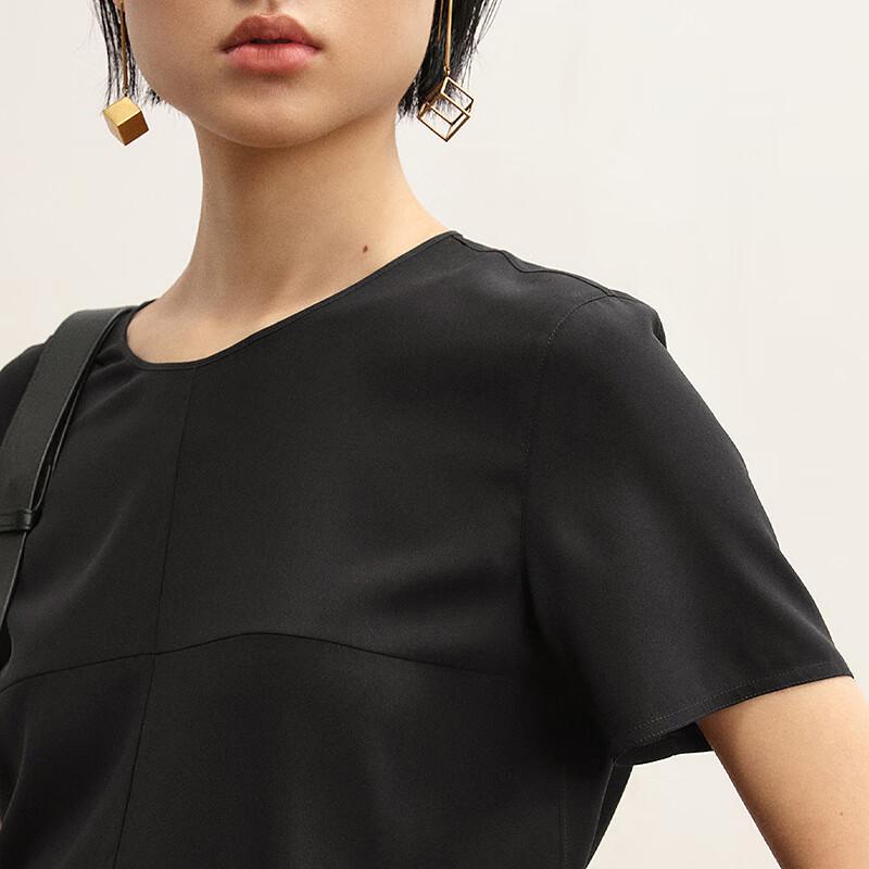 LESS 2025 Autumn Silk Blend Round Neck Pullover Shirt