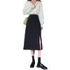 Женская черная миди-юбка А-силуэта с высокой талией - Весна 2025 Французский дизайн с разрезом