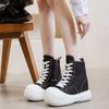 Fashion 13CM Thick-soled High-top Canvas Shoes for Women In Spring and Autumn 2025 New Style with Height and Solid Color Casual Trend