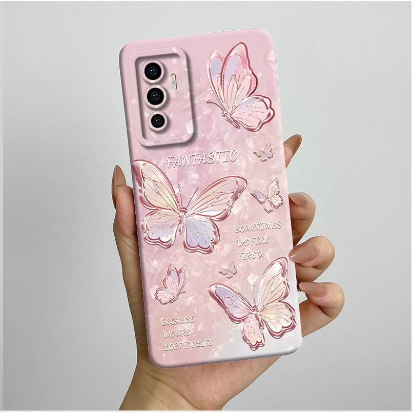 Чехол для Vivo V23e Жидкий силикон Эстетичный Роскошный Защита камеры Ударопрочный Мягкая задняя крышка Для телефона Vivo V 23e 4G 5G