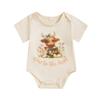 Baby Girl Summer Romper Short Sleeve Round Neck Cow Letter Print Bodysuit Newborn Playsuit