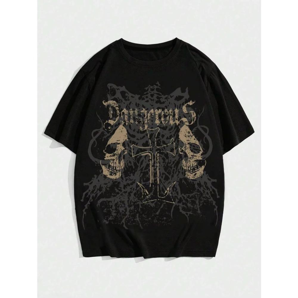 Футболка из хлопка унисекс с принтом гранж-панк-черепов для женщин и мужчин, роскошный бренд, модная футболка большого размера, повседневная классическая футболка с коротким рукавом