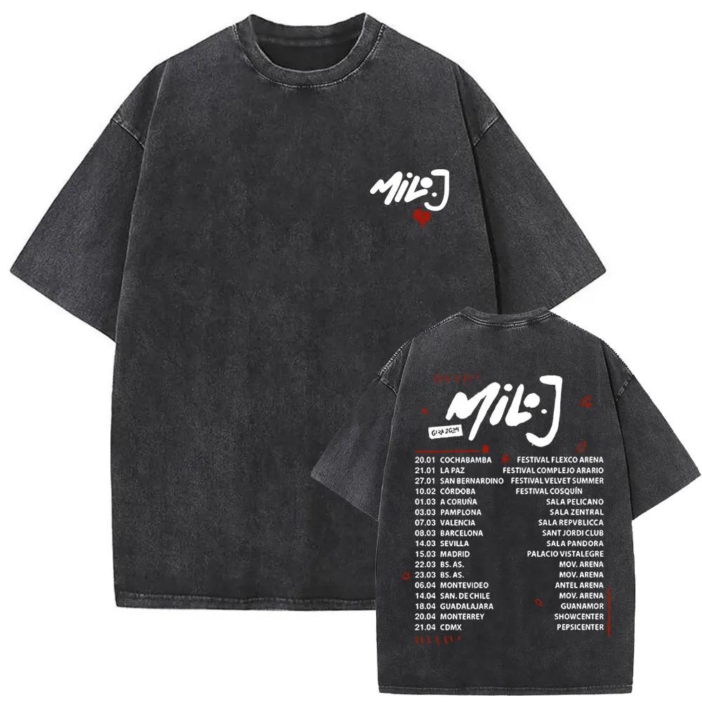 Washed Vintage Rapper Milo J La Vida Era Mas Corta Album Graphic Tshirt Men Women Hip Hop Fashion Pop Music T Shirts Streetwear