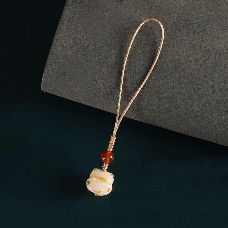 Творческий натуральный белый корень бодхи уголь обожженный счастливый кот милый кошачий коготь автомобильный брелок изысканный мобильный телефон подвесная веревка