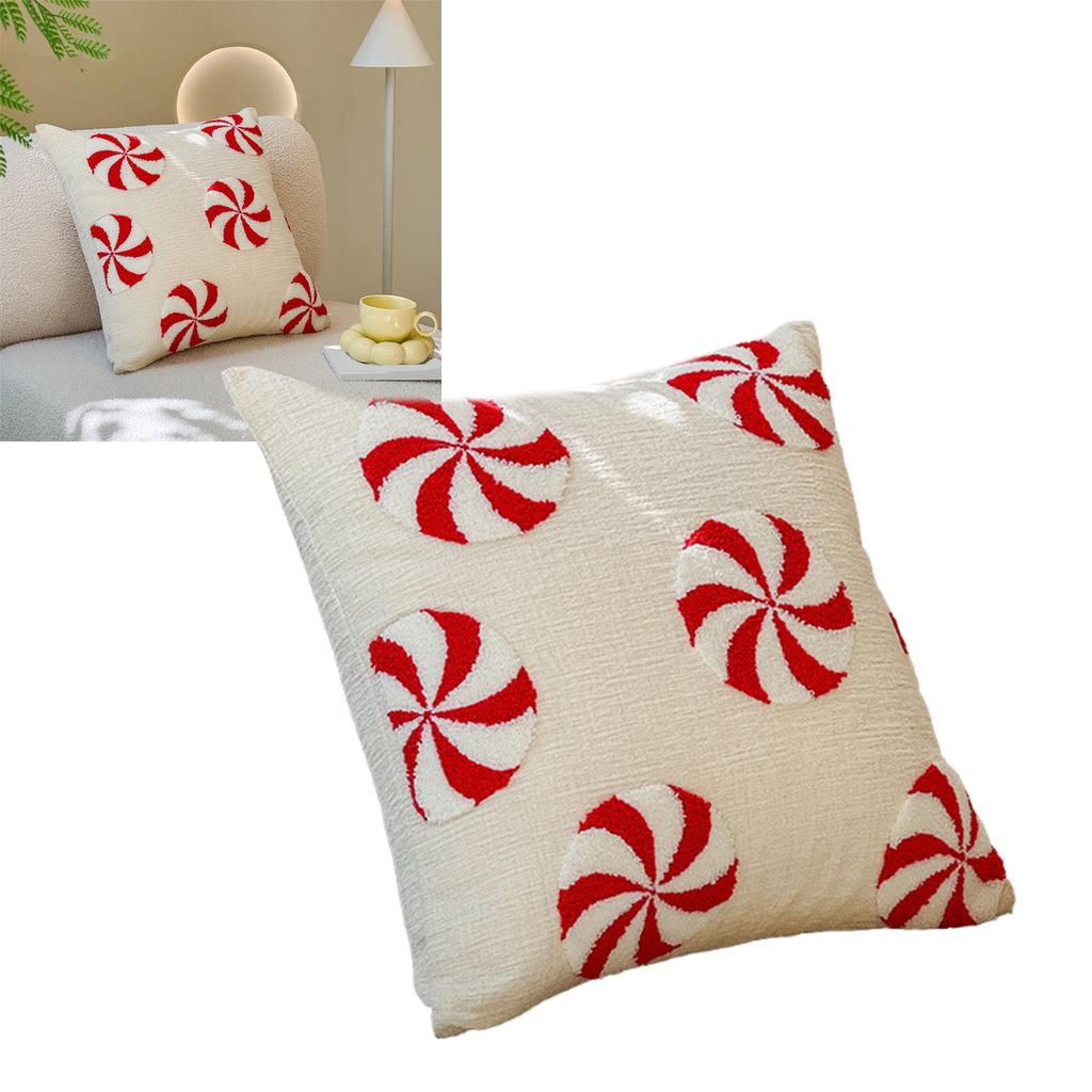 Christmas Embroidered Tufted Throw Pillow Luxe Polyester Decorative Cushion For Sofa Bedroom Holiday Home Decor