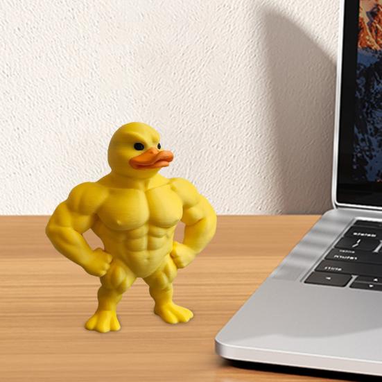 Мускулистая статуя утки, 3D-печать, желтая мускулистая фигурка утки, скульптура для дома