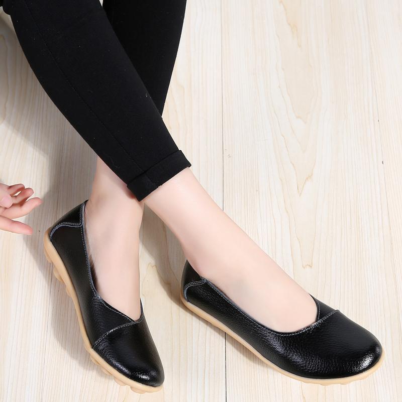 Women Leather Driving Moccasins Comfort Flats Casual Slip On Blue Nurse Plus Size Summer Ballet Shoes for Girl