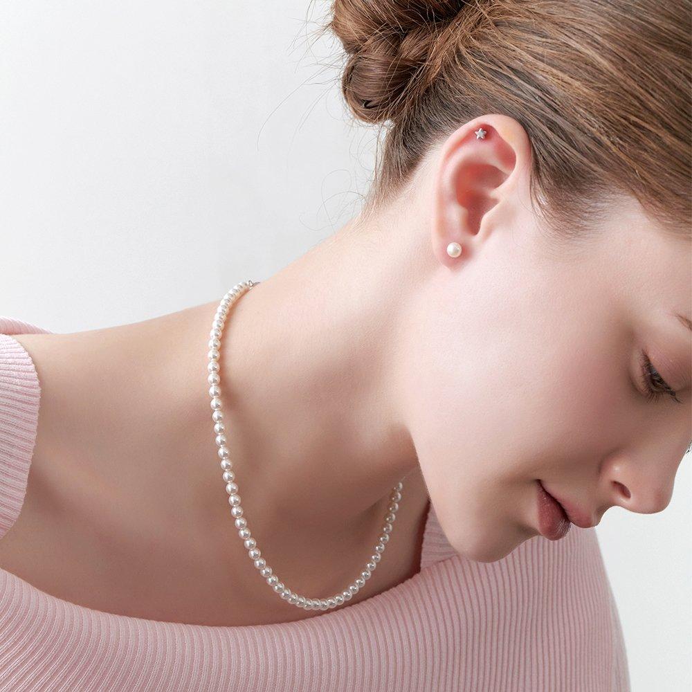 Серебряные серьги-пусеты с миниатюрным круглым жемчугом