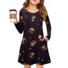 Christmas Day Girls' Long Sleeve Dress - Color Pocket Dress