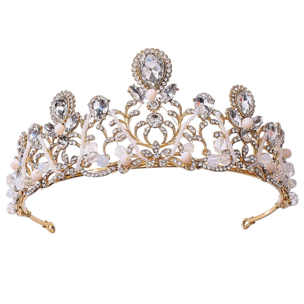 New Bridal Crown Handmade Crystal Tiara Inlaid with Diamonds Luxury Crown Wedding Tiara Accessories Headband
