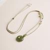 Hetian Jade Peace Buckle Pendant Necklace - Qingbai Jade Sweater Chain, Spring/Summer Jewelry