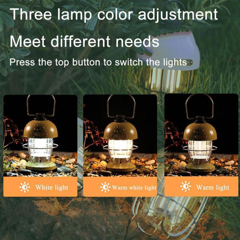 Наружные фонари для кемпинга, регулируемые, перезаряжаемые через USB, ретро-светодиоды для палаток, фонарь для кемпинга с металлом