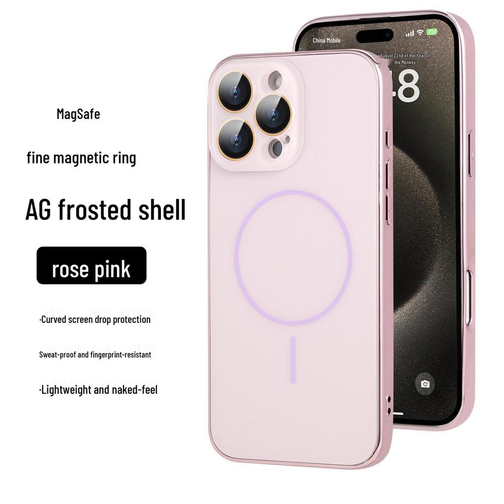 Магнитный чехол-кольцо Apple 16 Pro Max, матовый, с гальваническим покрытием, мягкий защитный чехол