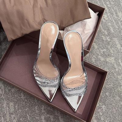 Летние новые туфли с открытым носком, со стразами, прозрачные, из ПВХ, лакированной кожи, односложные, женские, сексуальные, верхняя одежда, туфли на шпильке, на высоком каблуке
