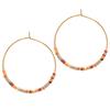 [Q8531] - Designer Steel Hoop Earrings 'Boho' Orange Beige Gold - 35 Mm - 2 Mm