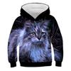 Мода 2025 Толстовки с кошкой для подростков Девочек Мальчиков Толстовка с капюшоном с 3D-принтом Детская толстовка Свободный пуловер Осень Детская одежда Уличная одежда