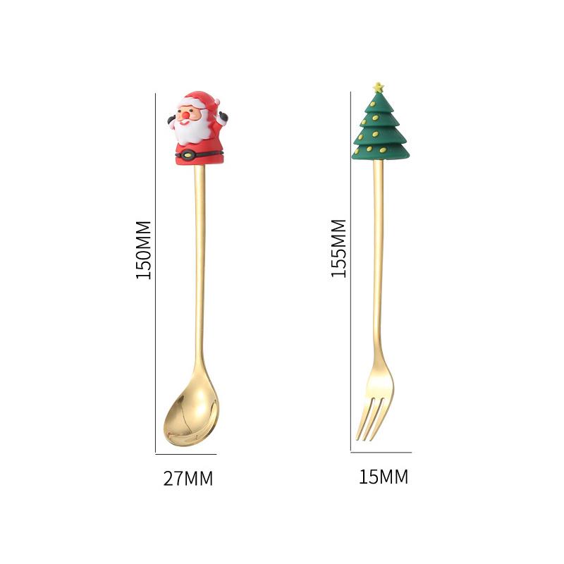 Рождественский набор вилок и ложек, Рождественская подарочная коробка с посудой, Посуда из нержавеющей стали, Вилка и ложка для кофе, чая и десерта