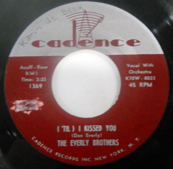 7-дюймовая пластинка EVERLY BROTHERS Til I Kissed You Oh What A Fe 1369 Cadence 1959 США Рок Б/у