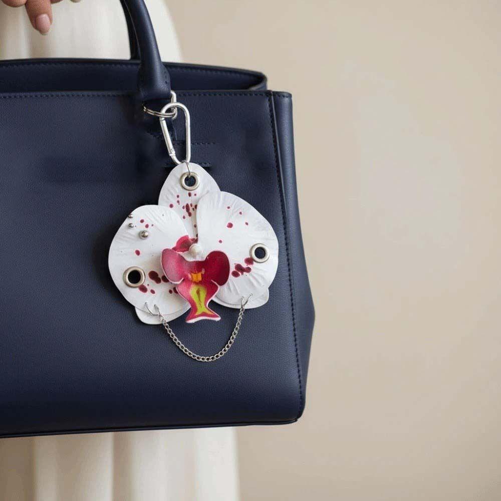 Ornament Orchid Flower Pendant Elegant Flower Bag Accessories Butterfly Orchid Key Ring  Backpack