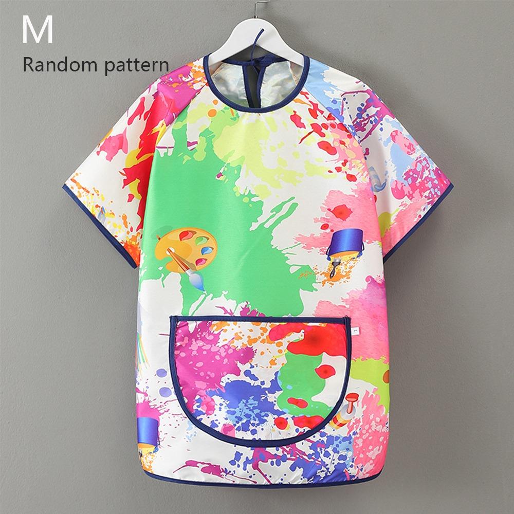 New Easy Clean Short-sleeved Painting Apron Waterproof Drawing Dressing Art Bibs Random Pattern Baking Bibs