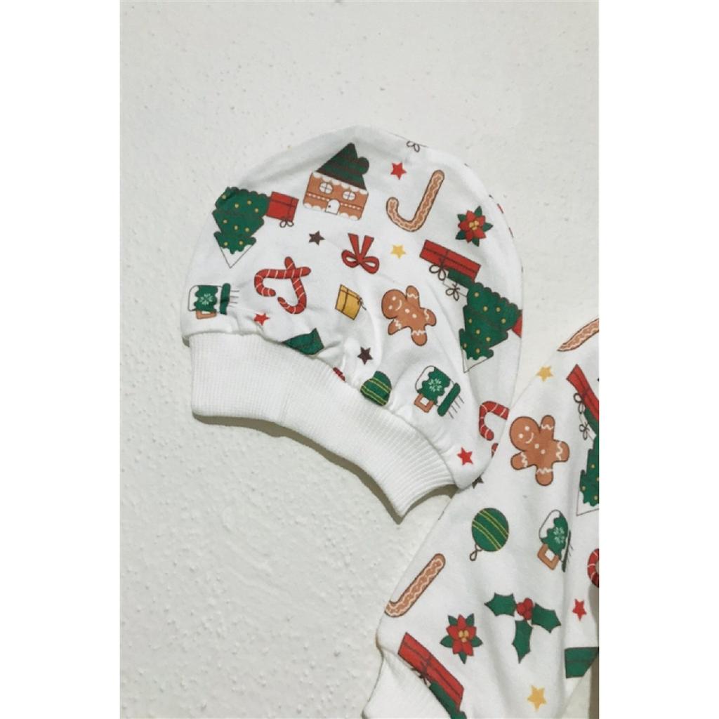 Унисекс детский новогодний комбинезон с пинетками и рисунком из двух частей с длинными рукавами