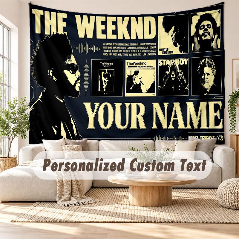 Настенный гобелен с индивидуальным именем, Декоративный фон-гобелен The Weeknd для общежития, дома