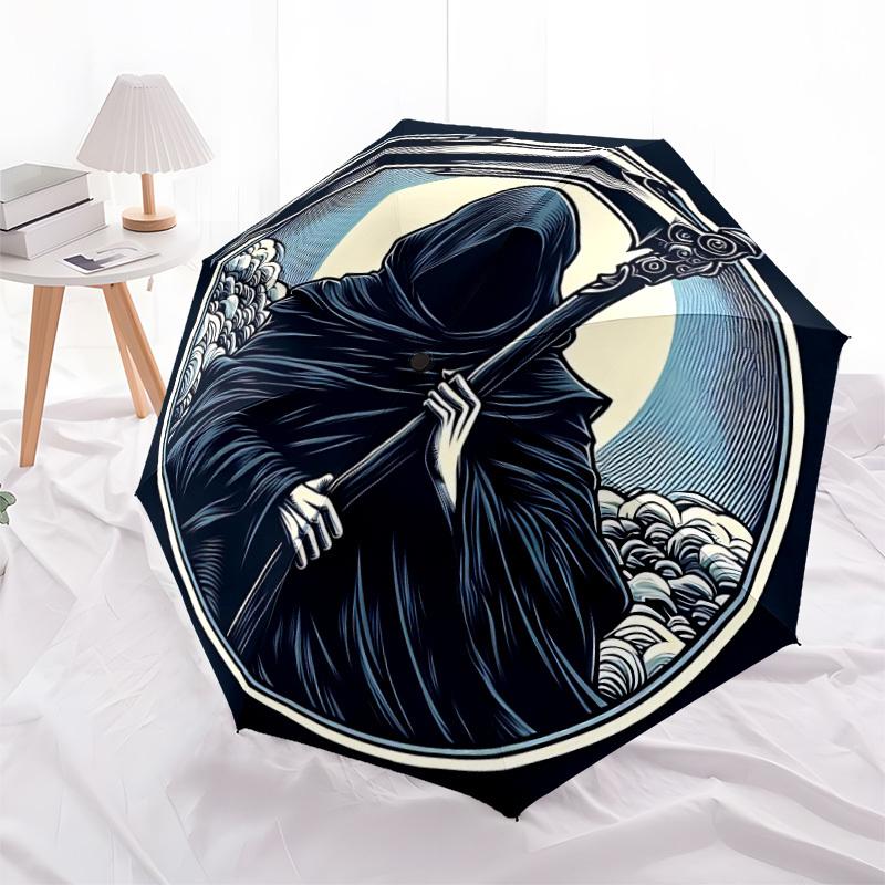 1pc Death Grim Reaper Automatic Open/Close Umbrella, Portable Folding Umbrella for Travel, Themed Events034