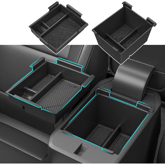 2PCS Center Console Organizer Compatible With -2025 Ford Maverick Storage Box Armrest Tray Replacement For 22-25 Maverick Accessories(ABS Center