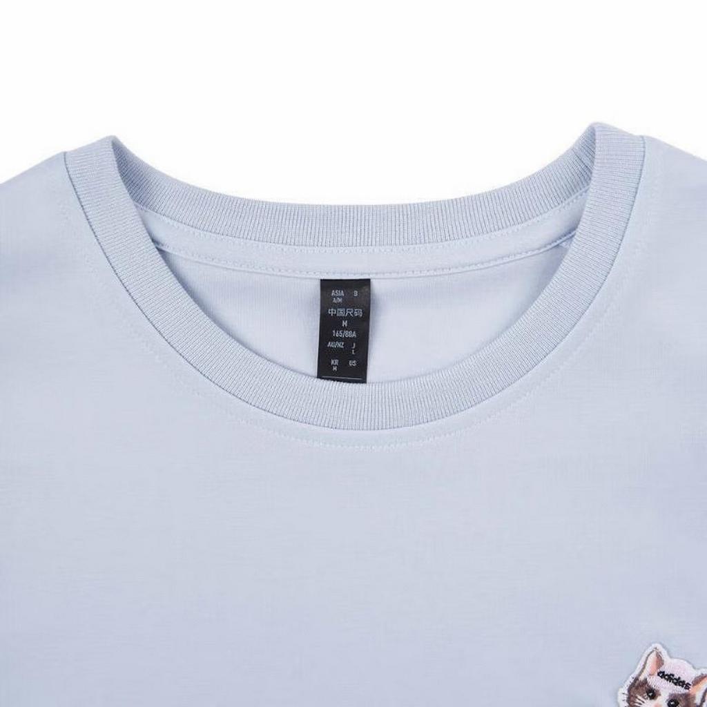 Adidas Мягкий и удобный пуловер с круглым вырезом и вышитым рисунком, футболка с короткими рукавами, женские топы, синий JD5251