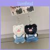 Angry Cute Overalls White And Black Cat Plush Doll Pendant Bag Decoration