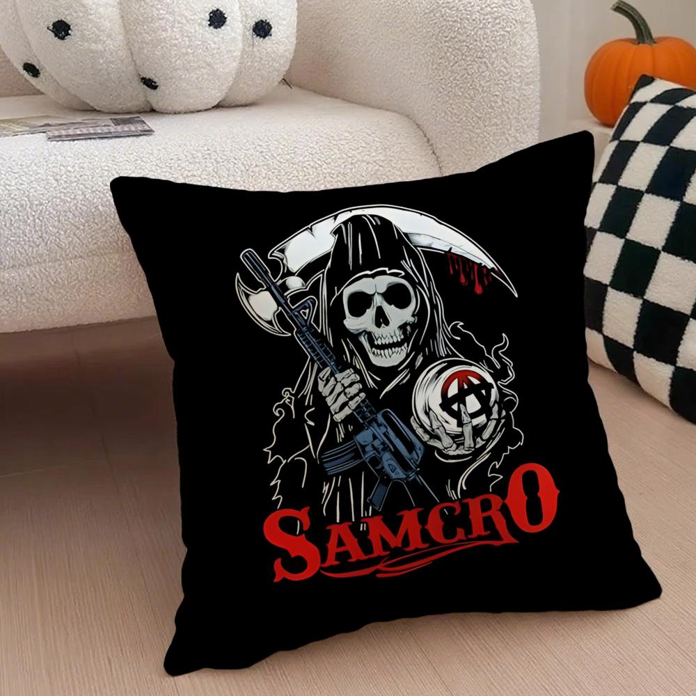 American Biker Drama SSons of Anarchy Cushion Cover Throw Pillow Cover Hidden Button Durable Polyester Chair Cushion