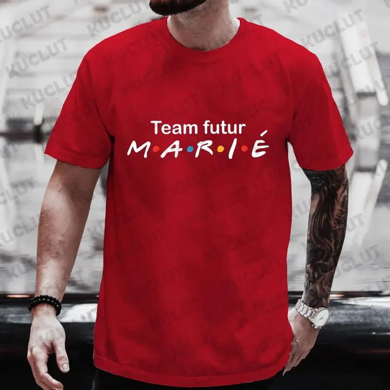 Футболка с надписью «French Team Future Groom», свадебные топы 2024 года, модная футболка с надписью «Single Farewell Bachelor Stag Party EVG», футболки для шаферов
