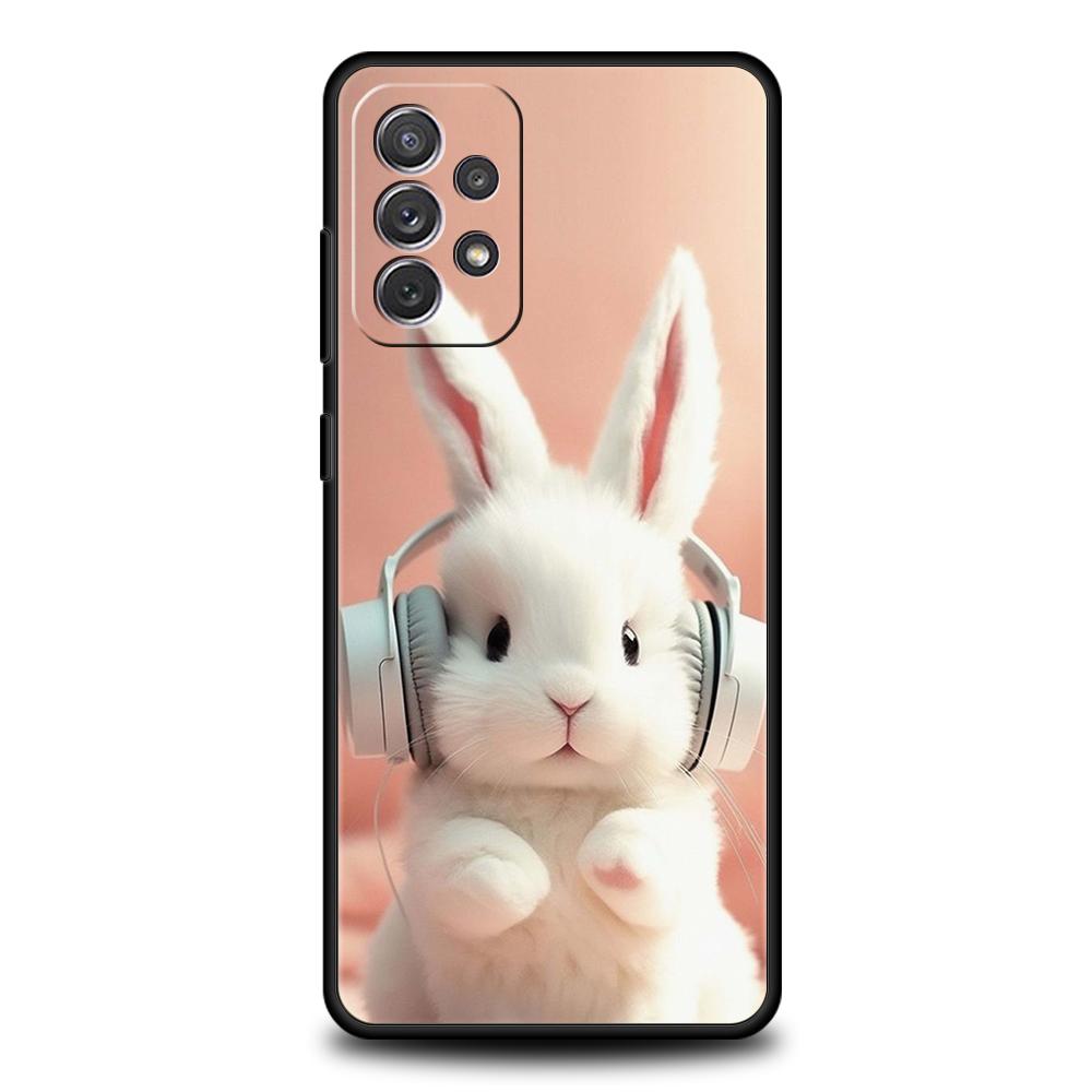 Милый Кролик в Фиолетовой Шляпе Чехол для Телефона для Samsung Galaxy A15 A14 A25 A54 A34 A51 A71 A72 A73 A32 A52 A52S A21S 5G TPU Чехол