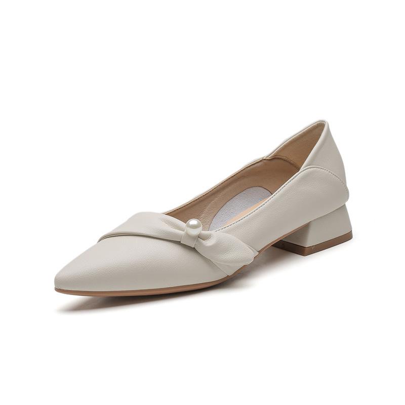 Leather Flat for Huizhou Women's Shoes Su Yinyin, the Same Pointed Single Shoes for Women's Spring New Mary Jane Shoes for Women