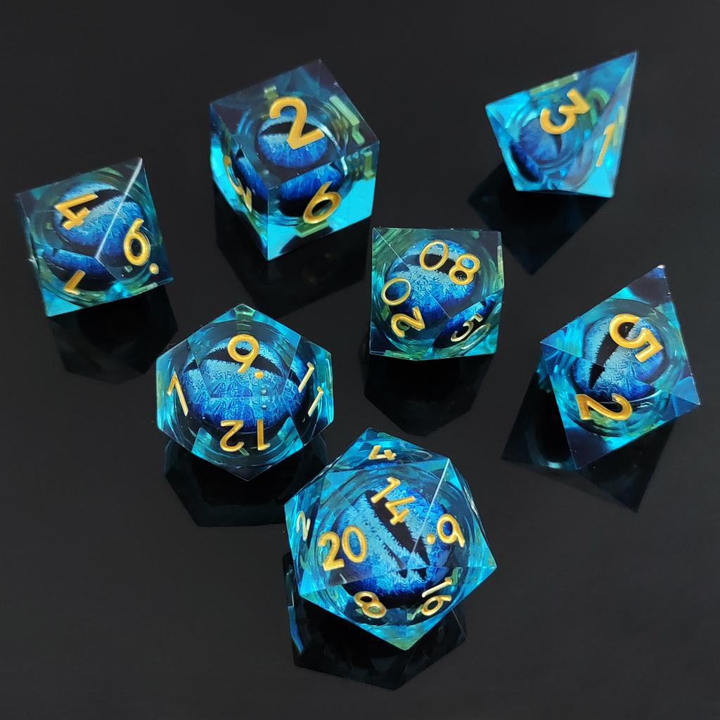 7 шт./компл. DND D20 Liquid Core Flow Eye Dice наборы для COC Dungeon and Dragon Pathfinder RPG ролевые игры вечеринки игрушки аксессуары