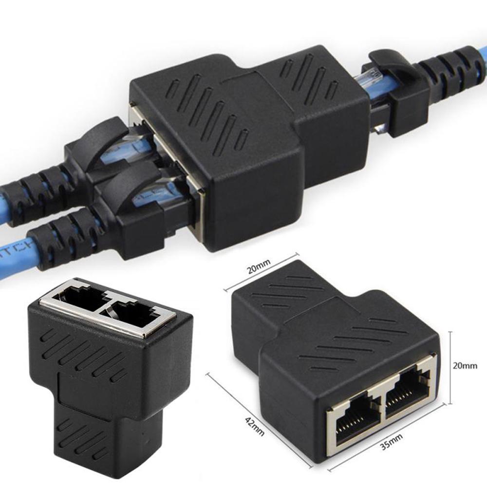 LAN Docking Plug 1 To 2 Ways Extender Coupler RJ45 Splitter Adapters Network Connector