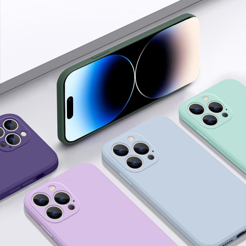 New Soft Liquid Silicone Phone Case with Camera Protective Shockproof For iPhone 14 Pro 15 12 Pro MAX 11 Pro SE 2 2020 XR XS 7 8 Plus 6s