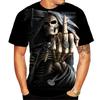 Summer Round Neck 3D Grim Reaper Skull Graphic Print Top Fashionable Casual Short Sleeved Men's T-shirts