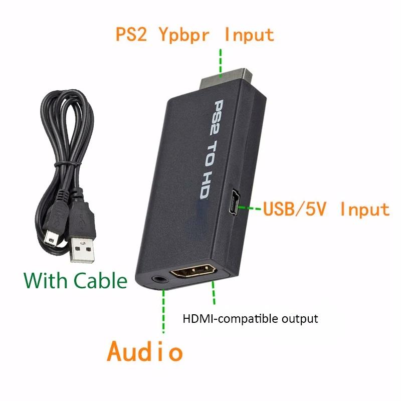 Совместимый конвертер HDMI-PS2, аудио- и видеоадаптер с аудиокабелем 3,5 мм, поддерживает все режимы отображения Ps2 480i 480p 576i для ПК