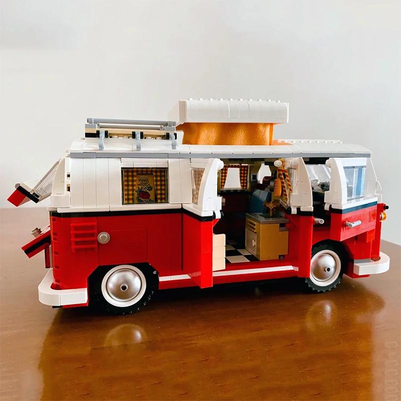 1332Pcs Technical T1 Camper Van Bus Car Building Blocks Vehicle Assemble Model Fit Moc Set Bricks Toys For Boys Girl Gifts