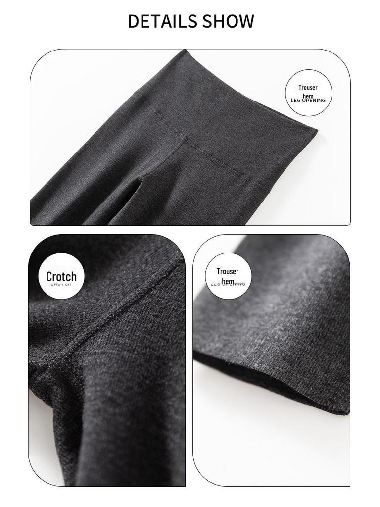 Women's Silk-Protein High Waist Velvet Pants, Black/Gray 2-Piece: Vertical Striped, Warm for Autumn/Winter