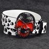 Rhinestone Skull Print Belt Pu Leather Halloween Skeleton Waistband  Belt Accessories
