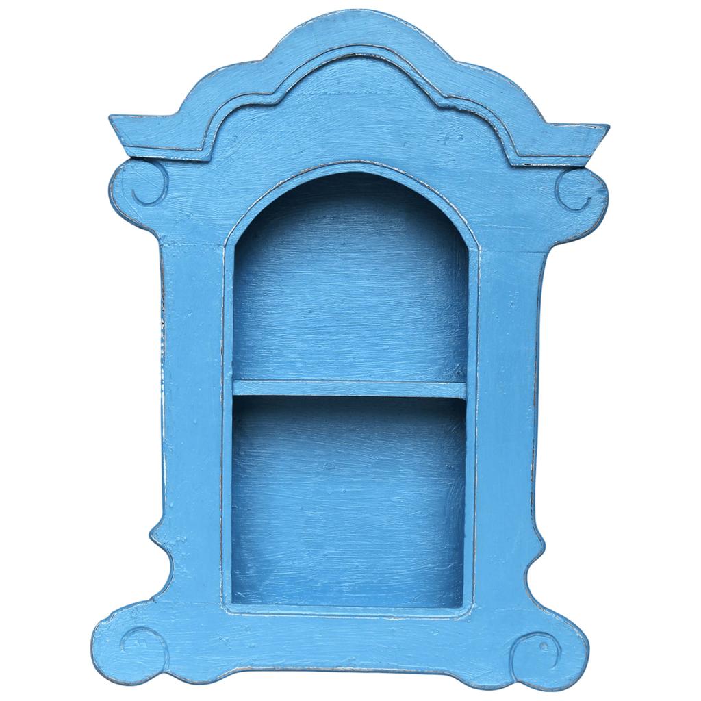 Light Blue Country Style Wall Cabinet - Wooden, With Shelf