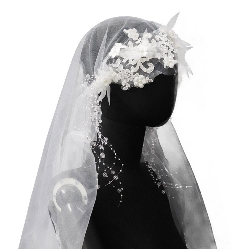 Фата с цветочными нашивками и жемчужными бусинами, нежная карнавальная фата для невесты на свадьбу, празднование, вечеринка