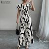 Women Casual V-Neck Short Sleeve Print Wide Leg Jumpsuits Playsuits