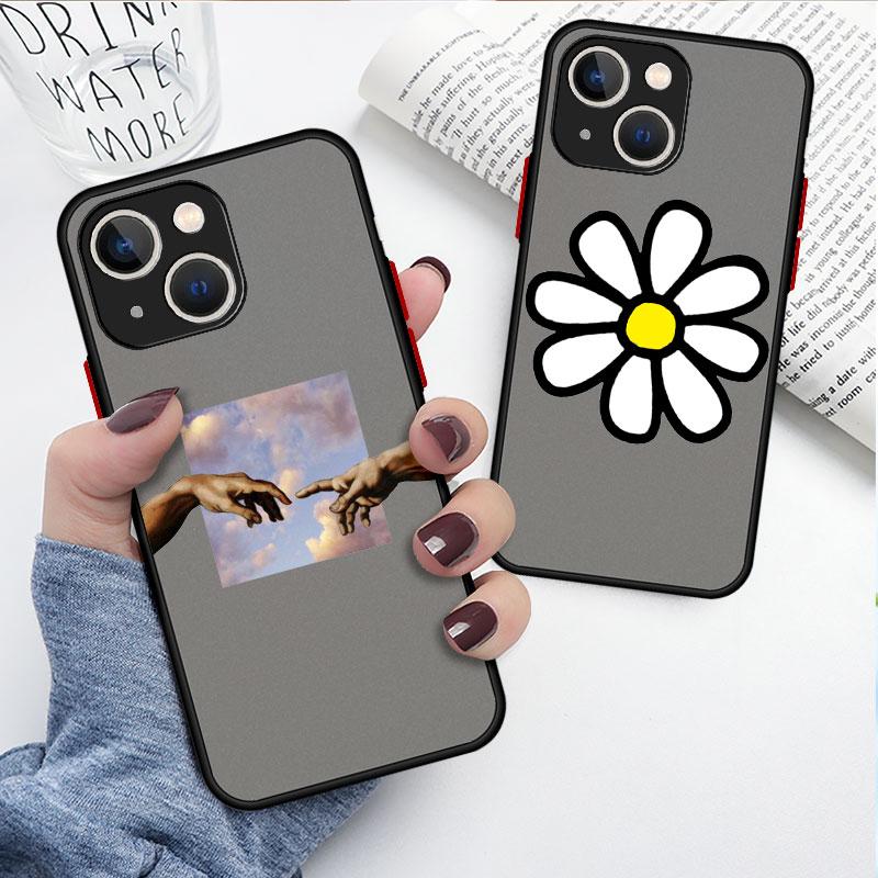 Чехол Сердце с цветами для Apple iPhone 14 13 11 12 Pro 7 XR X XS Max 8 Plus 6 6S SE 2022 14Pro Черный матовый чехол для телефона
