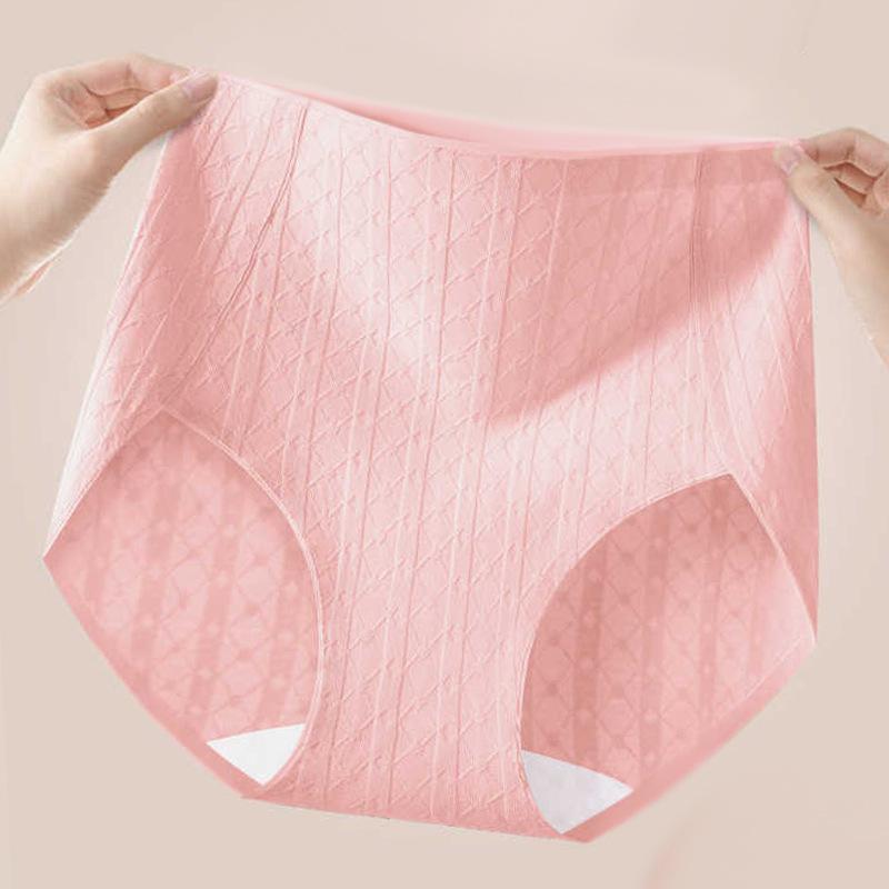 Women's Spring and Summer Cotton 7A Antibacterial Extended Crotch Non Marked Belly High Waist Triangle Briefs