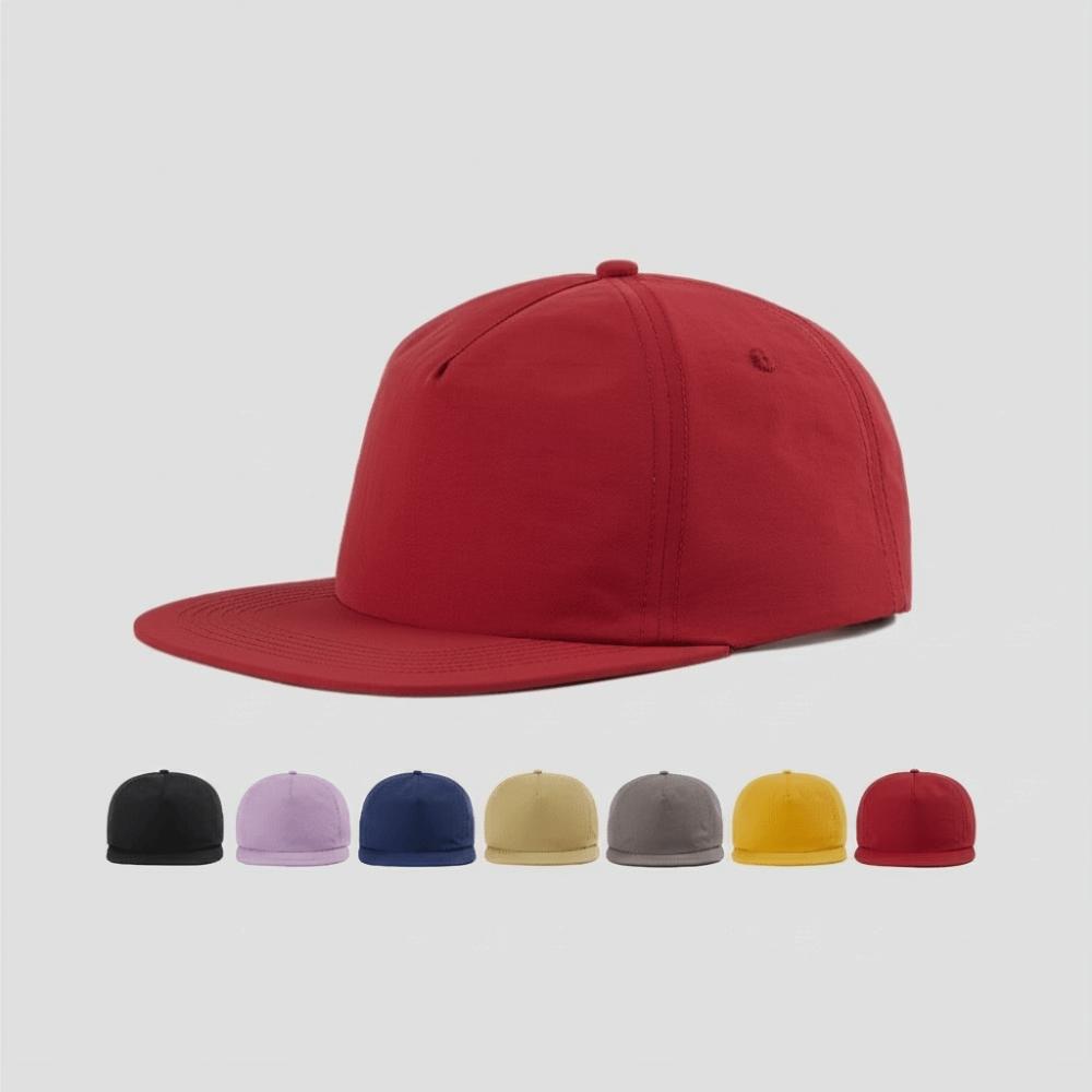 Solid Color 5 Panel Peaked Hat Quick Drying Snapback Cap Sun Protection Hat for Men and Women